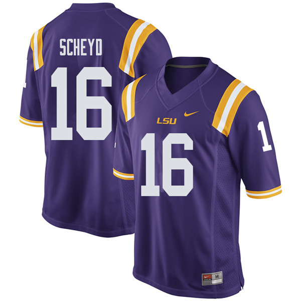 Men #16 Tiger Scheyd LSU Tigers College Football Jerseys Sale-Purple